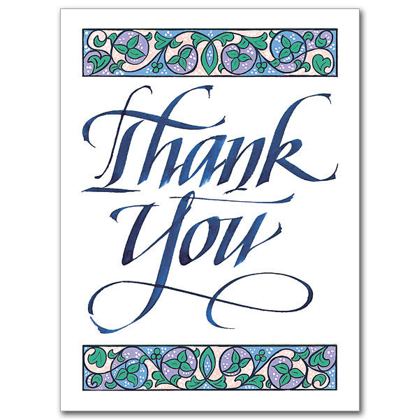 Thank You With Pastel Bor Thank You Card