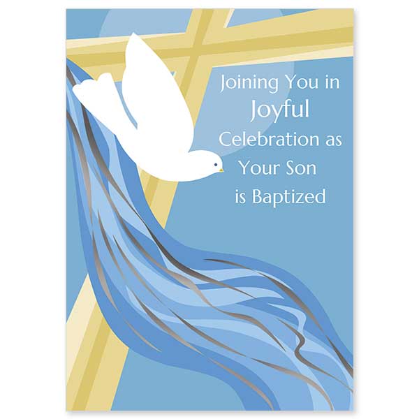 Joining You in Joyful Celebration New Baptism Card to Parents of Boy
