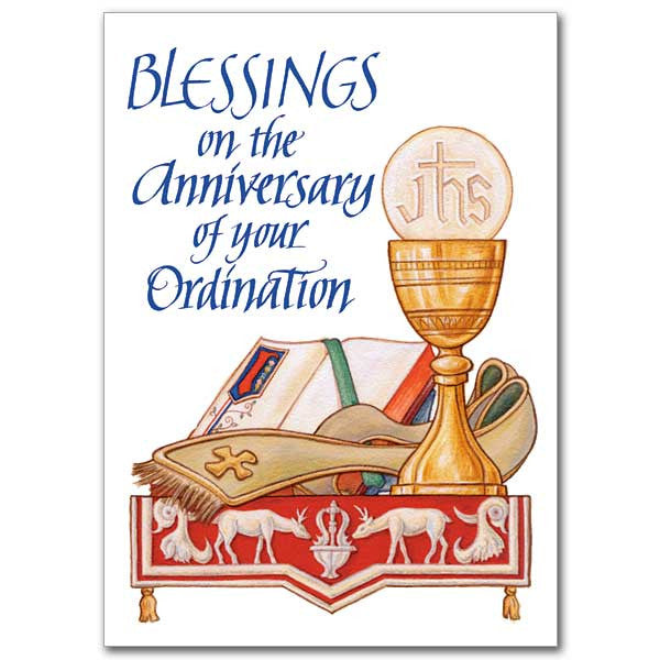 Bendiciones en el aniversario Tarjeta de aniversario de ordenación