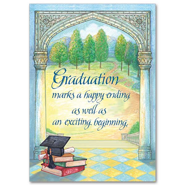 La graduación marca una tarjeta de graduación con final feliz
