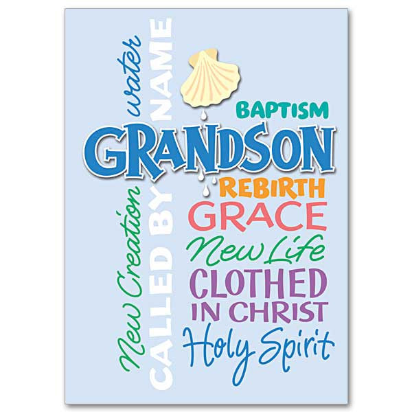 Renacimiento de nieto, tarjeta de bautismo de nieto de agua