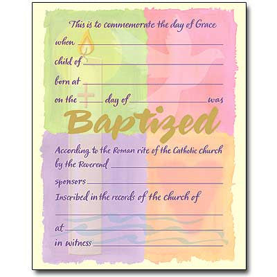 Baptism Certificate Pad Of 50