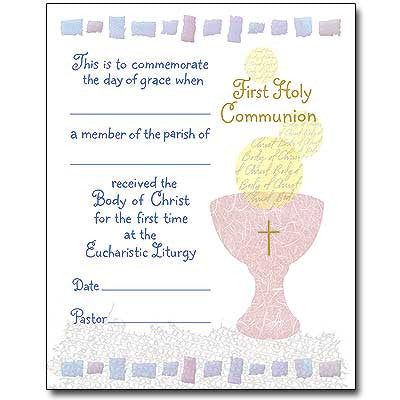 Communion Certificate Pad Of 50