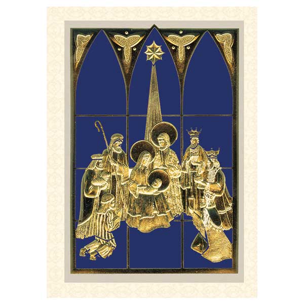 Gold and Silver Embossed Nativity Splendor of Christmas Card