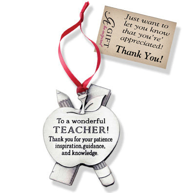 Teacher Message Ornament with Red Ribbon & Hang Tag