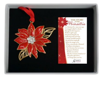 Gold Poinsettia Ornament with Red Epoxy