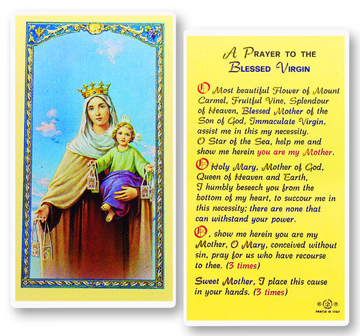 O.L. Of Mt. Carmel Holy Card