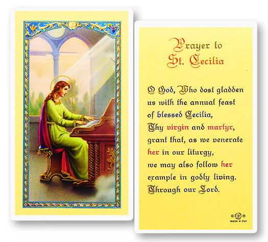 Prayer To St. Cecilia Holy Card