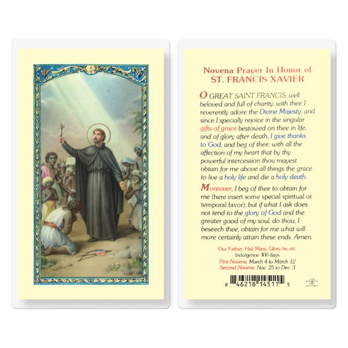 Saint Francis Xavier Novena Prayer Holy Card