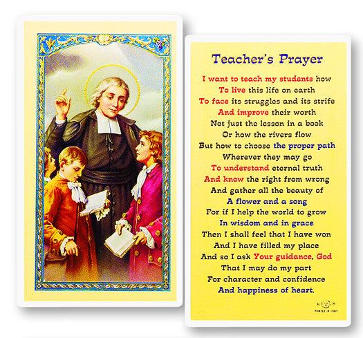 Teacher's Prayer J.B. de la Salle