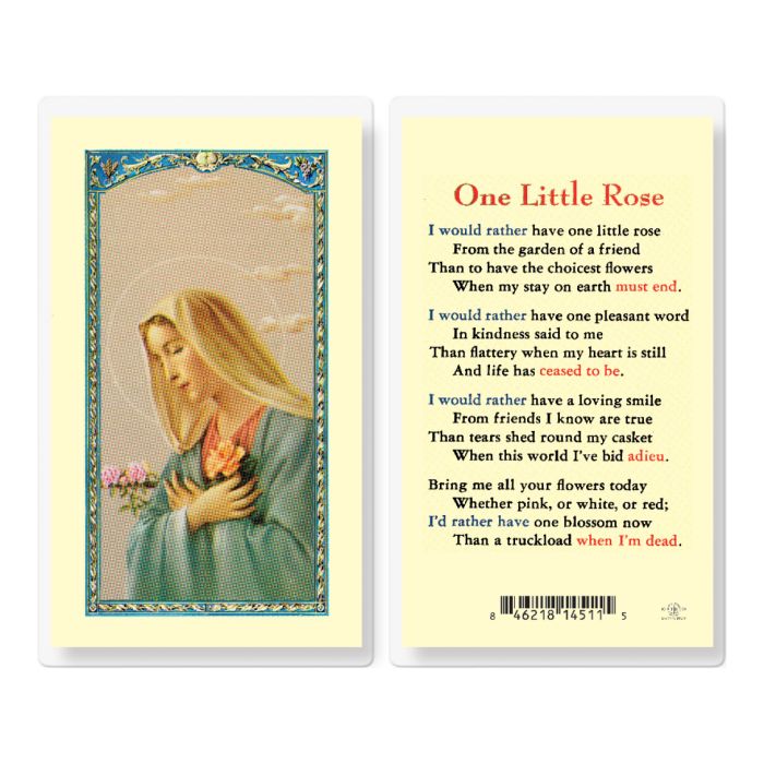 One Little Rose with Madonna and a Rose Holy Card