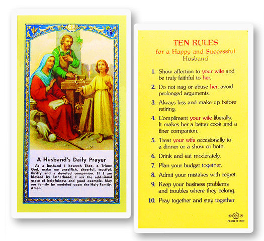 A Husband's Daily Prayer Holy Card