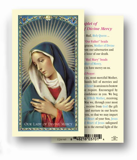 Tarjeta de oración de Nuestra Señora de la Divina Misericordia