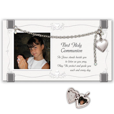 First Communion Frame with Locket Bracelet Boxed