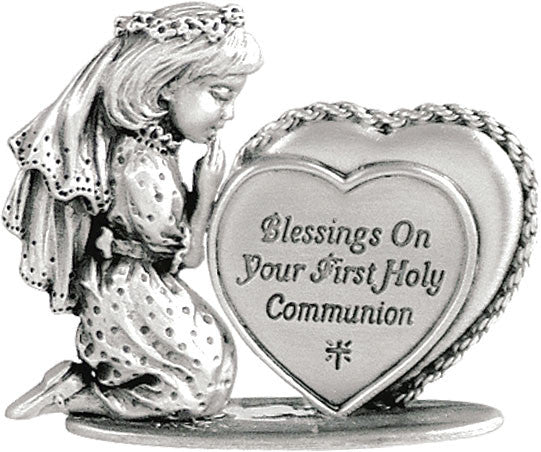 Communion Praying Girl W/Heart Figurine Boxed
