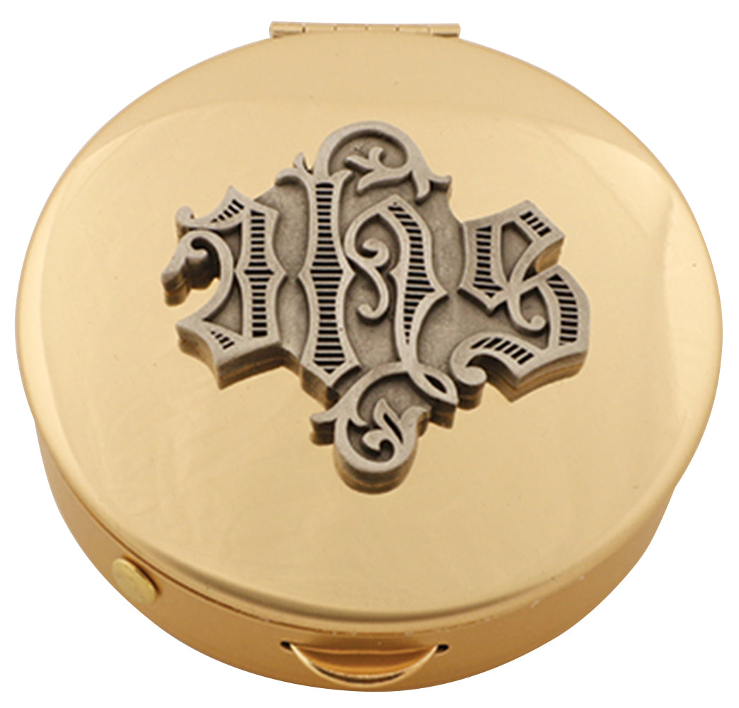 Pyx, Brass w/ IHS medallion, 8 host cap.