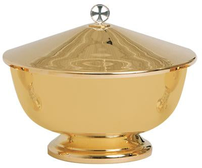 Bowl and Cover, 2000 Host Capacity, Gold Plated