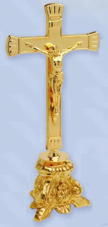 Altar Crucifix, Gold Plated, 10 3/4'' tall