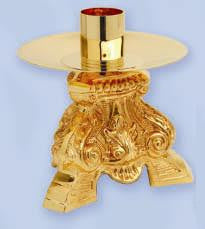 Altar Candlestick, Gold Plated, 5'' tall, each