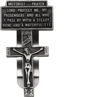 Crucifix W/Motorist Prayer Visor Clip Carded