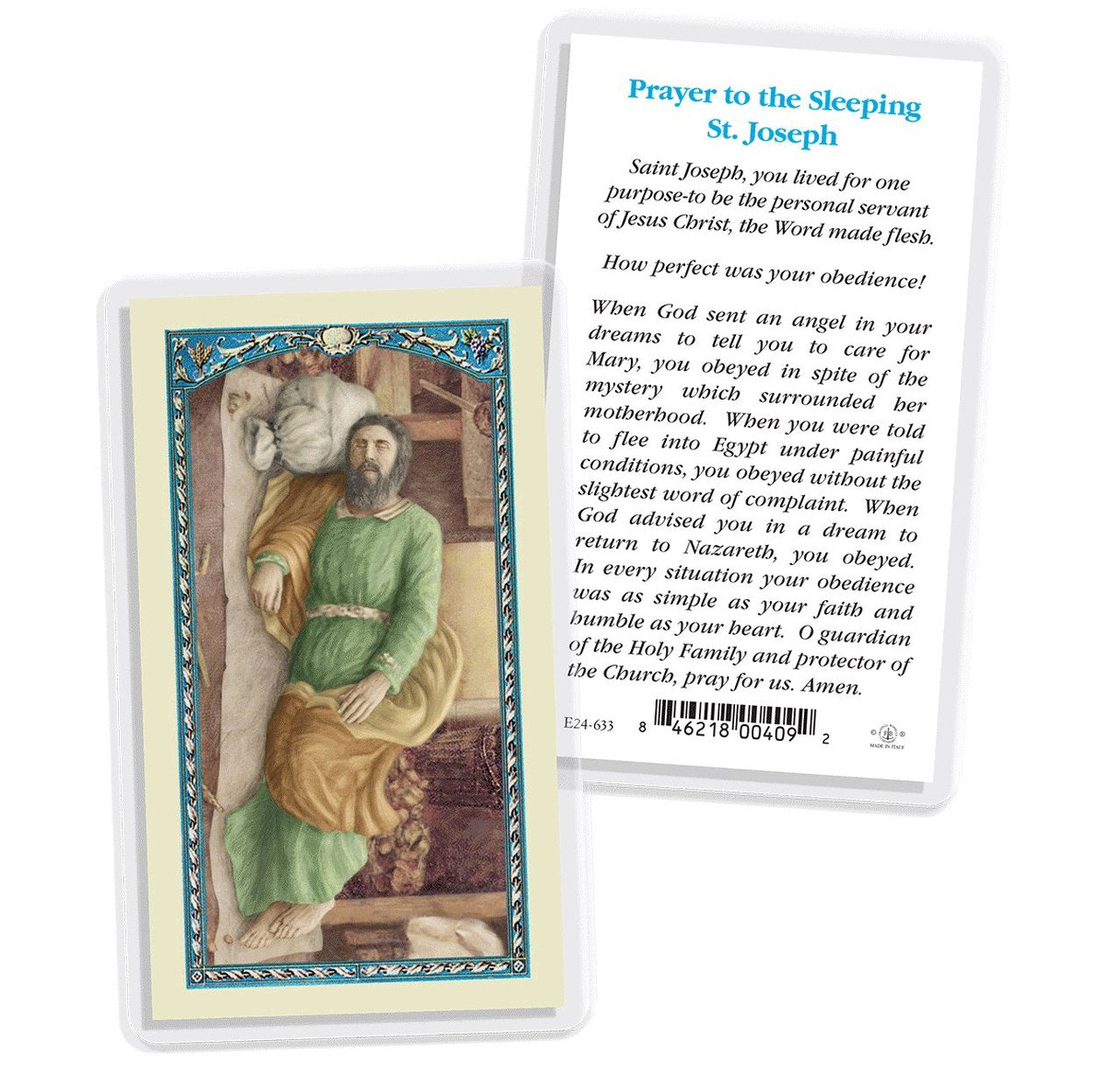 Sleeping St. Joseph Prayer Card