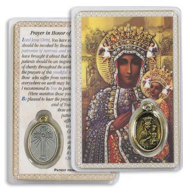 Tarjeta Santa de Nuestra Señora de Czestohowa con Medalla