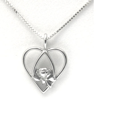 SS Memorial Tear with Rose Open Heart Pendant