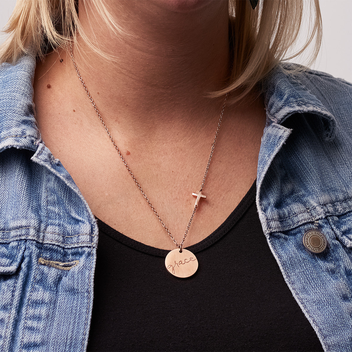 Grace Cross Disc Necklace