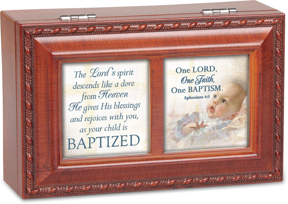 Caja de música de recuerdo de bautismo