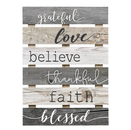 Grateful, Love, Believe, Thankful, Faith, Blessed Wall Art