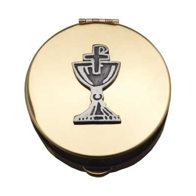 Size 1 Communion Gold Stamped Pyx W/Pewter Chalice