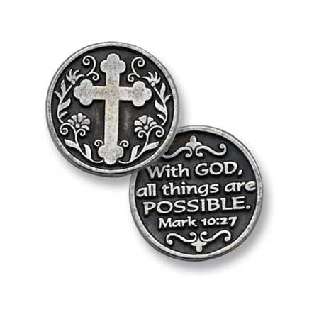 Cross/With God All Things Pocket Token