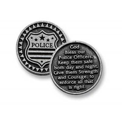 Dios bendiga a nuestros oficiales de policía Token de bolsillo