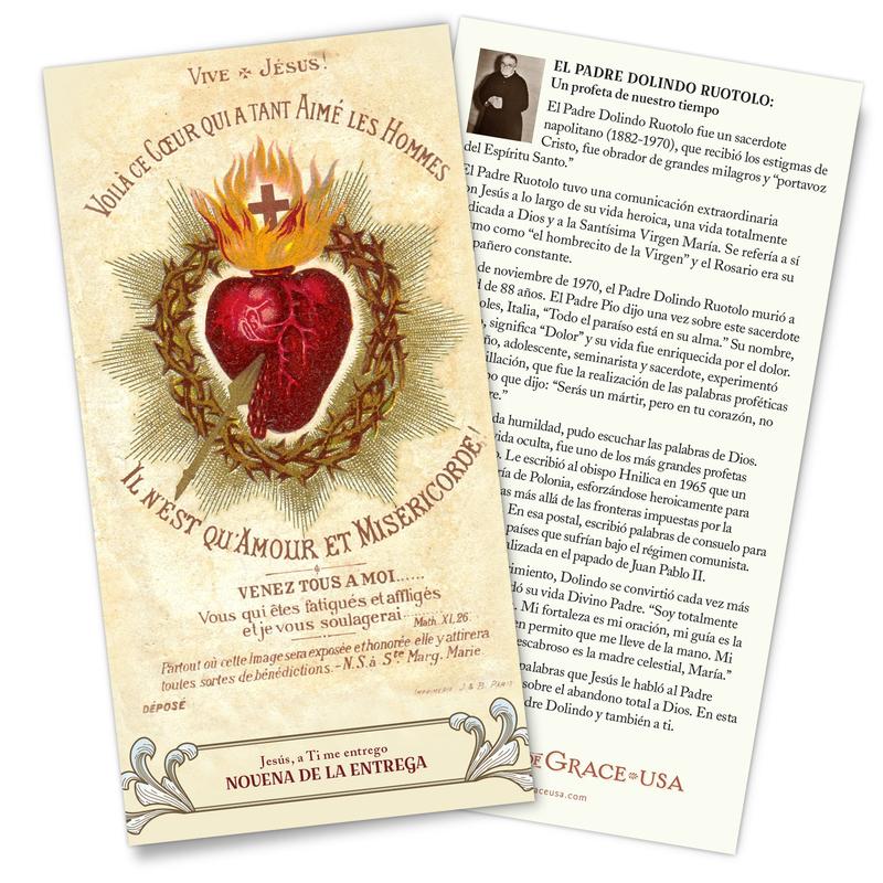 Novena de la Entrega – Tríptico de estampa/The Surrender Novena versión en ESPAÑOL Trifold Holy Cards (3" X 5")