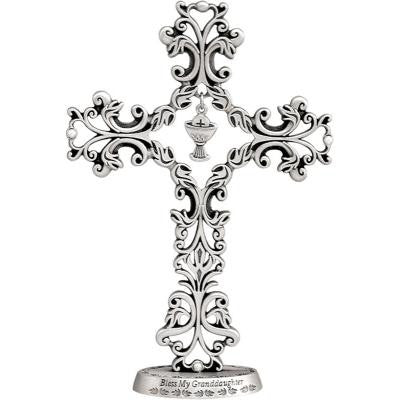 5 in Communion Bless My Granddaughter Filigree Standing Cross Gift Boxed