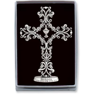 5 In Communion Bless My Godson Filigree Standing Cross Gift Boxed