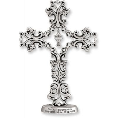 5 In First Holy Communion Filigree Standing Cross Gift Boxed