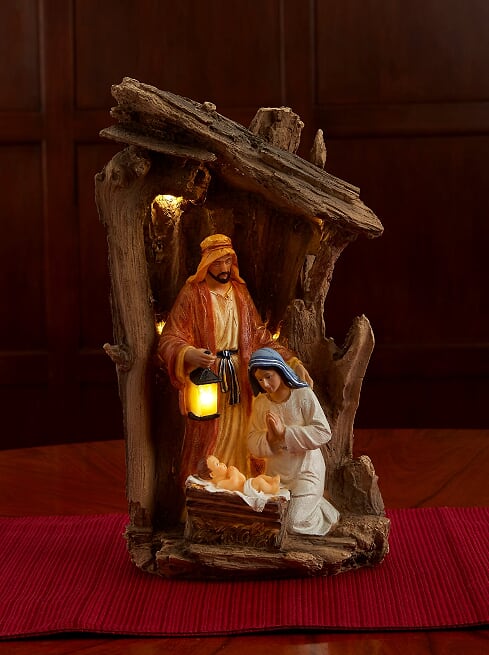 Lighted Holy Family Nativity