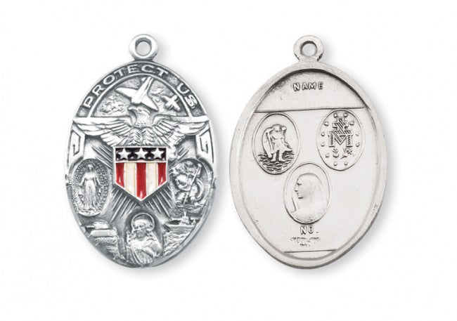 Medalla militar ovalada de plata esterlina de 3 vías
