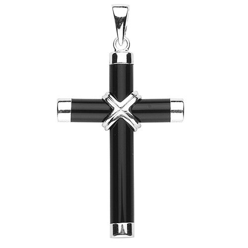 Cruz de ónix genuina con cadena de 20"