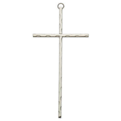 8" Silver Plated Cross with Engraved Border