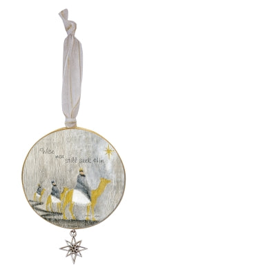 Wise Men Still Seek Him Ornament  with Star Charm on White Ribbon