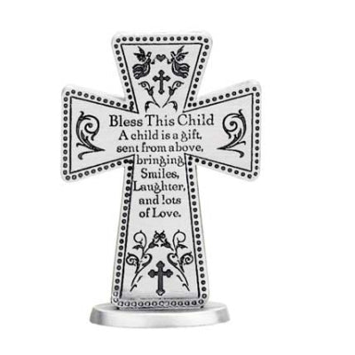3 In Bless This Child Standing Message Cross Gift Boxed