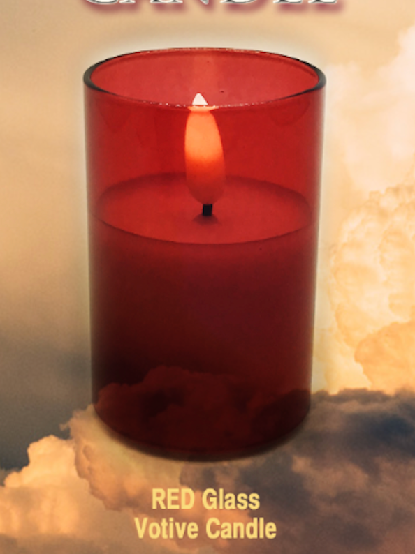 Frosted LED Votive Red Glass