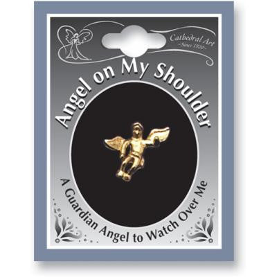 Gold Angel On My Shoulder Lapel Pin Carded