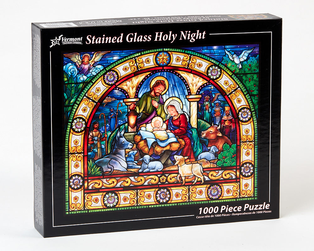 Rompecabezas de 1000 piezas de vidrieras de la noche santa