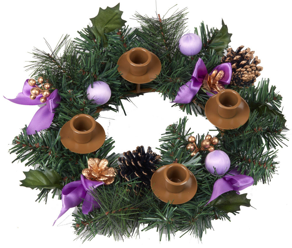 Purple Ribbon Advent Wreath [candles not included]