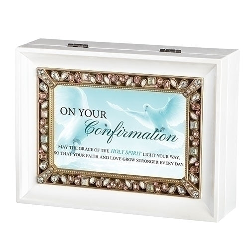 Confirmation White Music Keepsake Box