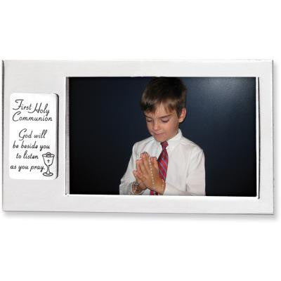 Satin Silver Communion Horizontal Frame Boxed