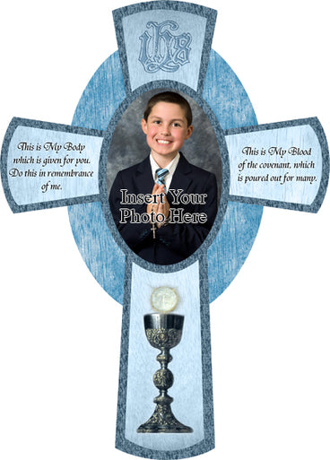 First Communion Photo Frame Blue Cross